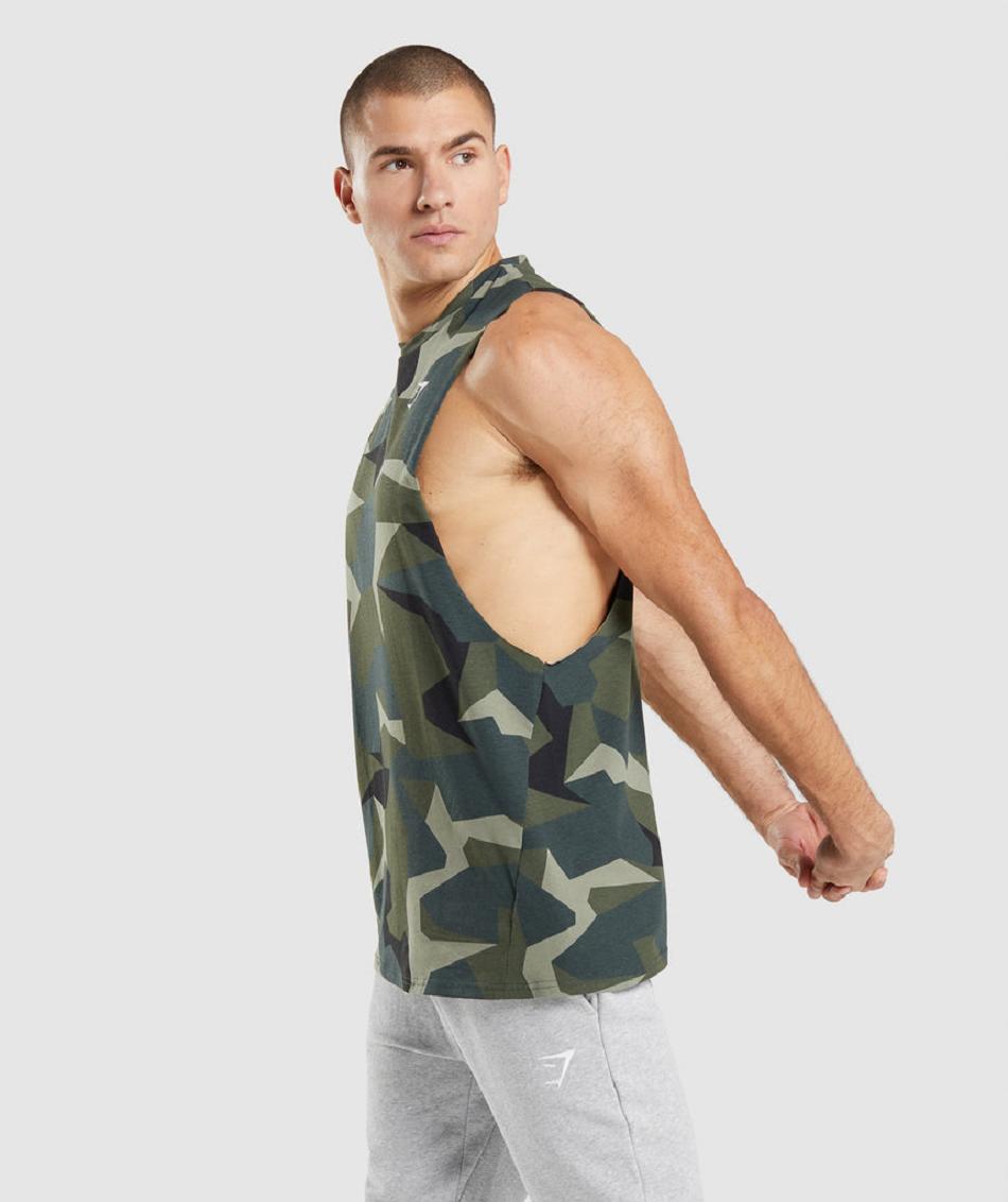 Camiseta Tirantes Gymshark Critical Drop Arm Hombre Verde | CO 3232ILH